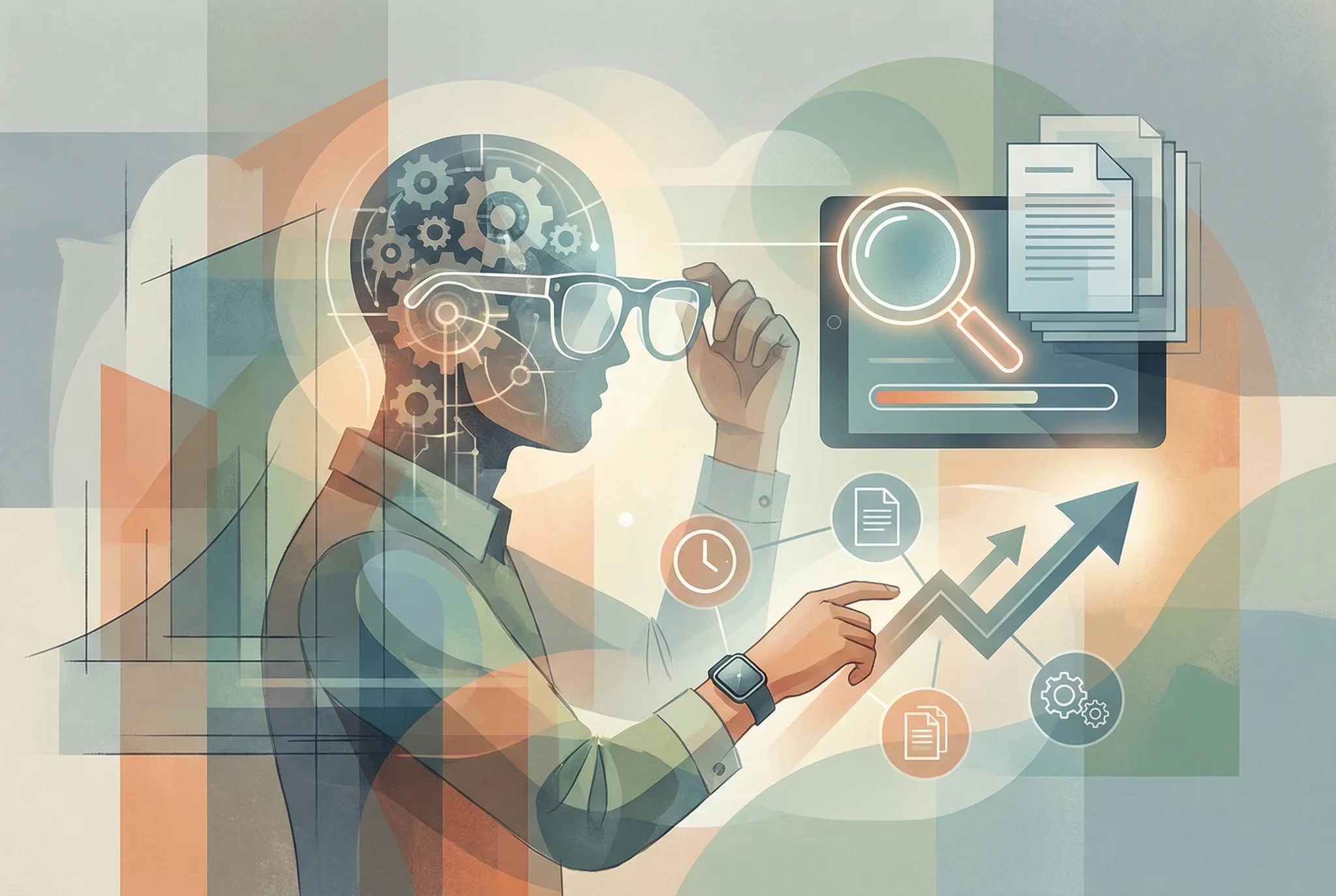 A photorealistic editorial illustration supporting the article "The Case for AI Optimism - With Eyes Wide Open". Related