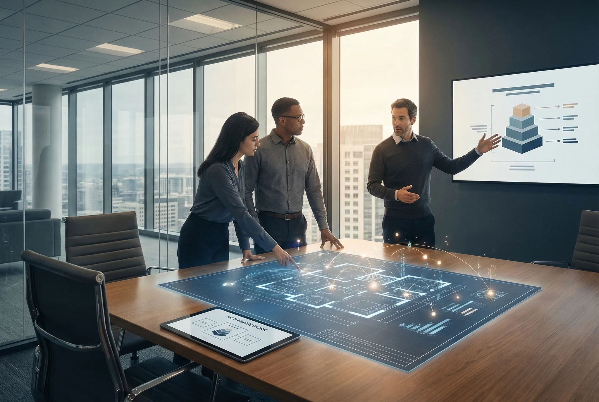 A photorealistic editorial illustration supporting the article "The Architecture Decision That Will Define Your SaaS Pro