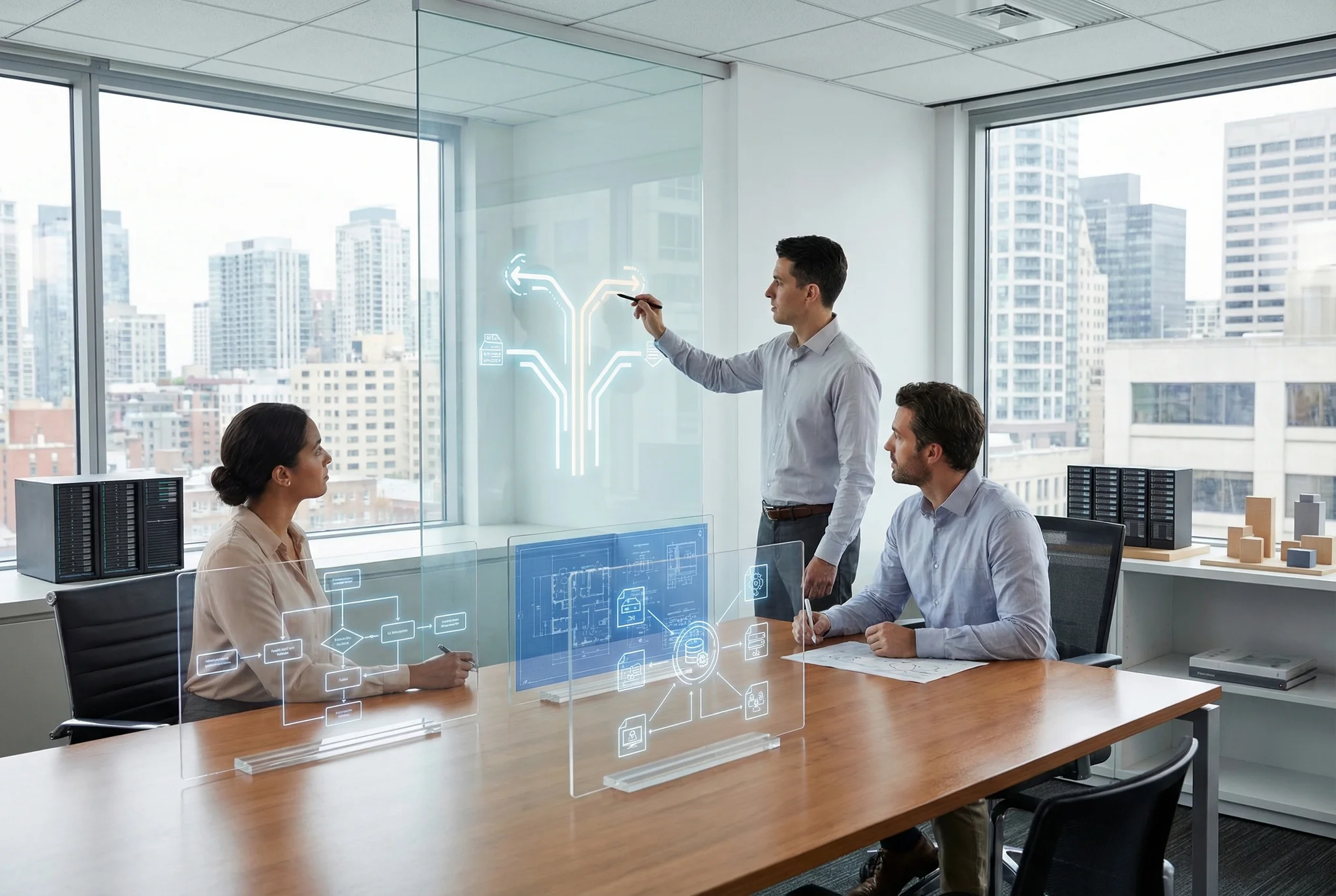 A photorealistic editorial illustration supporting the article "The Architecture Decision That Will Define Your SaaS Pro